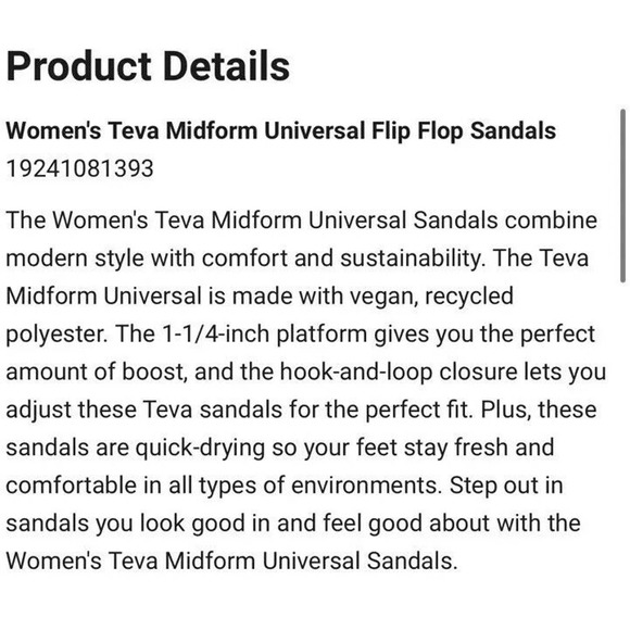 Teva Sandals Flatform Platform Ankle Strap Thong Flip Flop Metallic Gold 10 - Picture 5 of 9